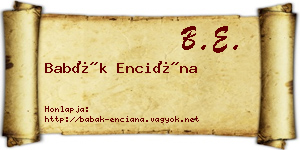 Babák Enciána névjegykártya